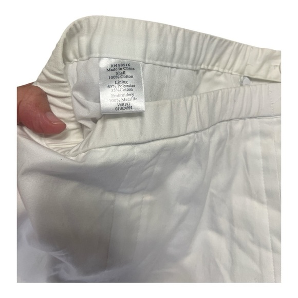 Coldwater Creek White A-Line Skirt with Metallic Embroidered Pattern - Picture 8 of 10